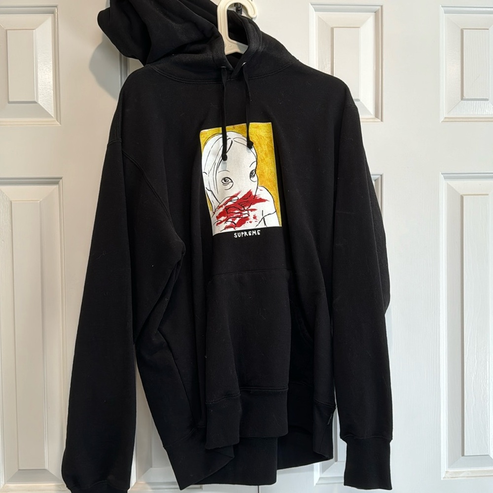 Supreme large black hoodie
